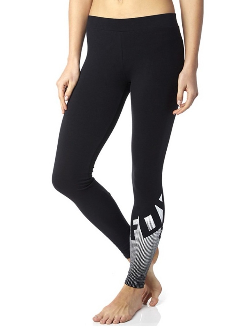 Fox racing Black Leggings with White Lower-Leg Logo